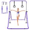 Children's Gymnastics Bar, Height Adjustable from 88.9 -- 129.54 Cm, Storage, Non-slip, Home/outdoor Training for Beginners and Athletes, Purple.