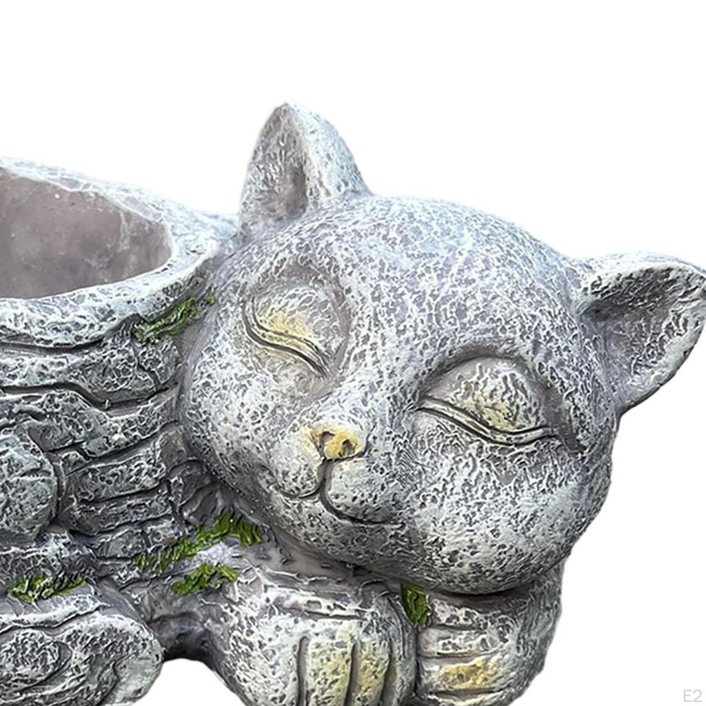 Doniczka na balkon Śpiący Kot Doniczka Dekoracja Ogrodu Biurko Dzieło Sztuki Ornament Zewnętrzny dla