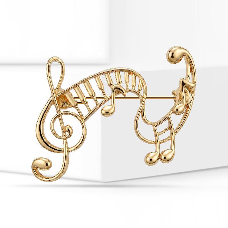 1Pcs Unisex 2-Color Elegant Music Lover Party Office Brooch Pin Metal Musical Note Brooches For Women Gifts