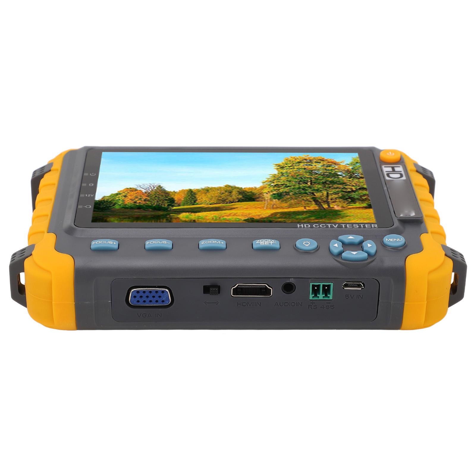 

Тестер відеоспостереження 5-дюймовий 8-мегапіксельний VGA HD-вхід Аналоговий відеомонітор AHD TVI CVI Тестер камери з кабелем UTP