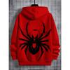 Boys' Red Hoodie - Black Spider Pattern and Graffiti Design, Spring and Autumn Casual Long Sleeve Hoodie