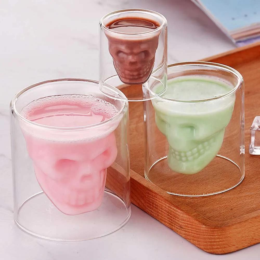 Becher mit doppeltem Boden, Glasbecher, Weinbecher, Weingläser, Kristall-Cocktailgläser, Whisky-Barzubehör, Biertrinkgeschirr, Trinkkaffeetassen