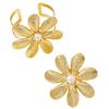 Elegant Gold Seven-Petal Flower Bracelet and Ring Set - Luxurious Retro Fashion