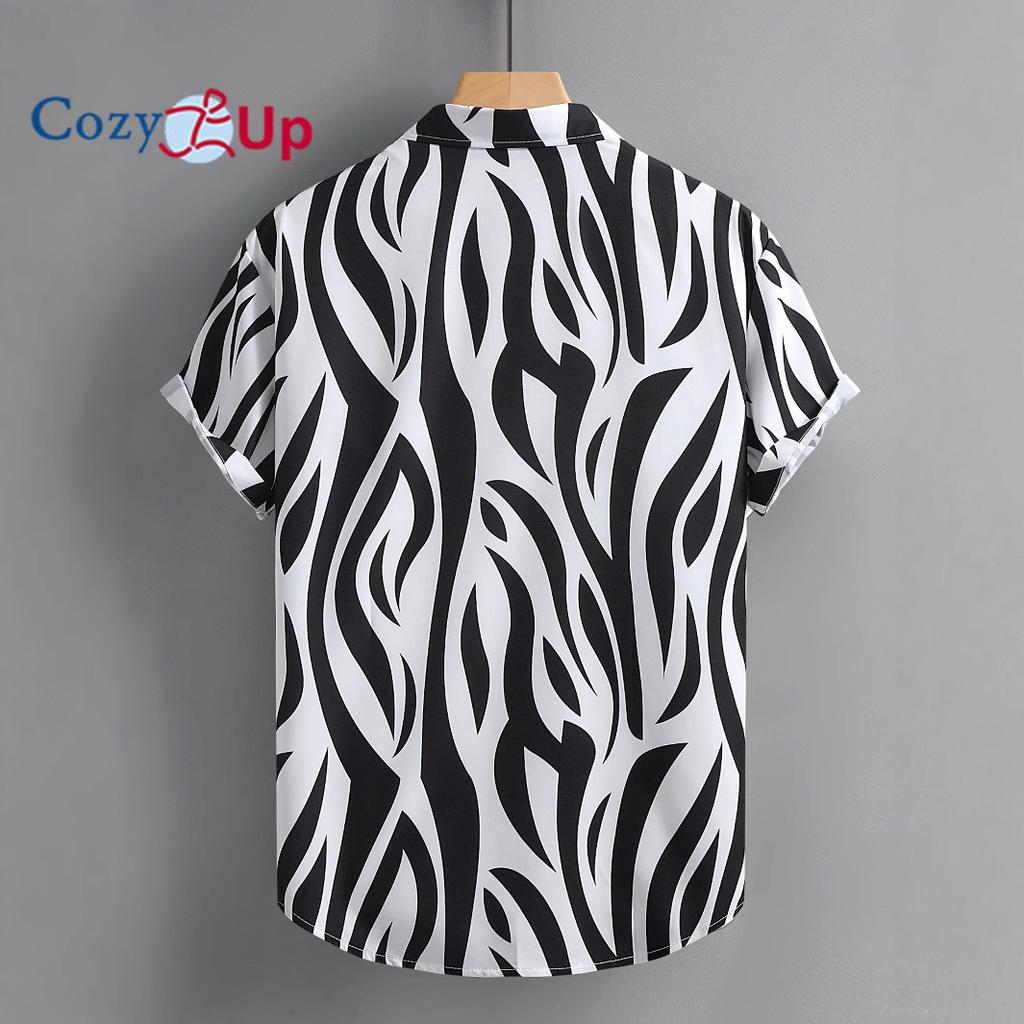 Herren Schwarz-Weiß Gestreiftes Herren Kurzarmhemd Herrenhemd Sommer 2025