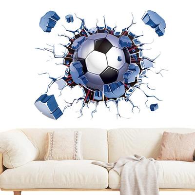 Naklejka ścienna piłka nożna 3D wizualna piłka sportowa pęknięta naklejka na ścianę koszykówka bilard piłka nożna dekoracja ścienna samoprzylepna pokój sportowy