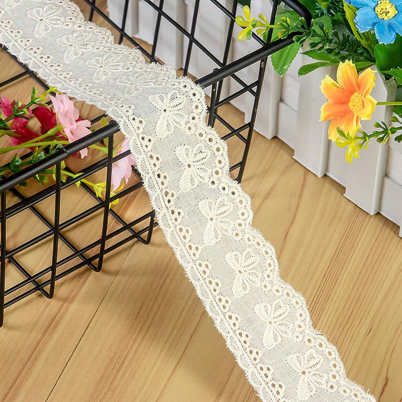 

4 метра/партия 4 см в ширину чистый хлопок вышивка бант кружево DIY одежда юбка край воротник постельное белье одежда украшения аксессуары бежевый