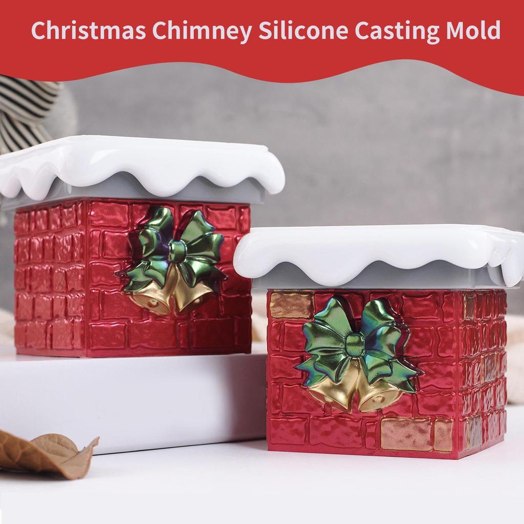 Christmas Silicone Mold Silicone Crafting Mold For Snow-Capped Chimney Heat-Resistant Easy Release Mould For Art Project Making