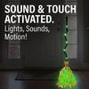 DR.DUDU 35 Animated Witch Broom Halloween Decoration with Sound Touch Activated Walking Broomstick with Green LED Light Spooky Dancing Magic