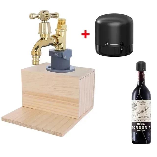 Wooden Whiskey Dispenser with Wine Stopper Decanter Suitable for Home Bar Party Tools Wine Beverage Dispenser