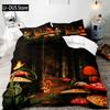 White Mushroom Bedding Set Duvet Cover Full Size Green Plant Botanical Comforter Quilt Cover 2 Pillow Shams for Women Girls