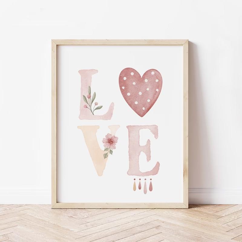 Boho styl Duhová série Plátno Malba Růžové Slunce Láska Srdce Útulné Nástěnné Umění Pokoj pro Dívky Trendová Dekorace Nerámovaný Plakát