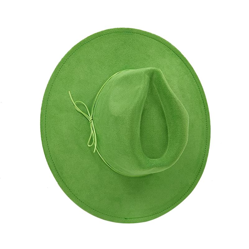 Cappello a Cilindro Piatto Rotondo 9,5 cm in Scamoscio Uomo Donna Cappello da Cowboy Western Cappello Fedora per Feste e Palco Design Autostile Stile Etnico Cappello Superiore