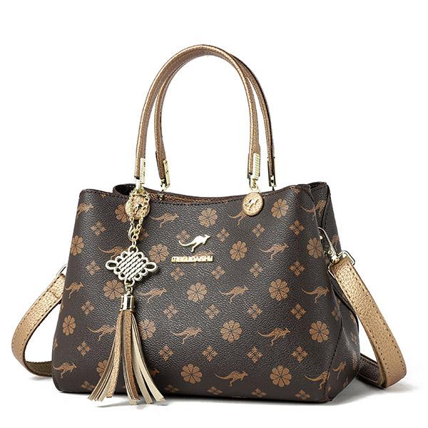 Classic Floral Print Fashion Tote Bag Spacious Capacity Elegant Single-Strap Women's Handbag