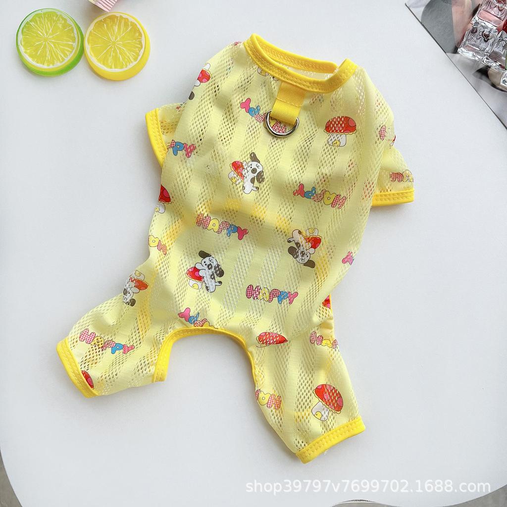 Pet dog clothes spring and summer thin mesh four-legged cat clothes breathable anti-hair loss go out medium and large