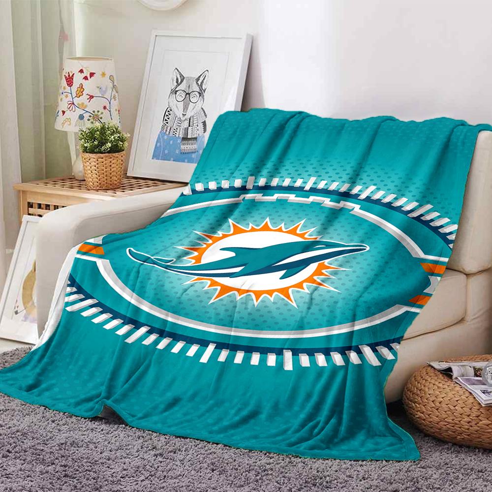 1pc Blanket - Miami Dolphins Logo Print Design,Lightweight Blanket for Sofa,Bed- Soft &Warm,Gift for All Seasons