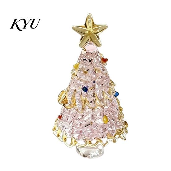 Unique Christmas Gifts for Friends Glazed Tree Figurine, Glass Pulled Wire Desk Decor, Desktop Decor Mini Holiday Tabletop Ornament Car Home,