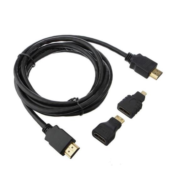 3 in 1 High Clarity High Speed HDMI-compatible to HDMI-compatible Cable + Micro HDMI-compatible Adaptor+ Mini HDMI-compatible Adapter