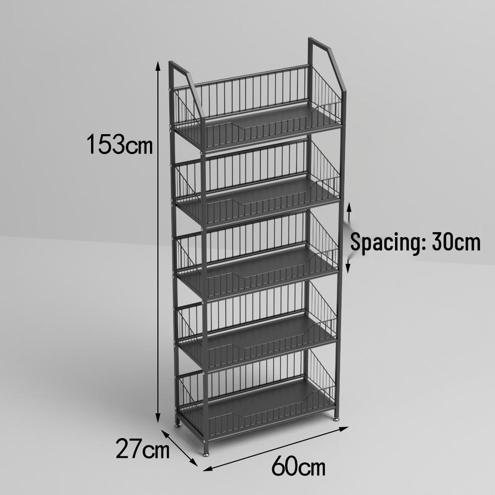 Freestanding Multilayer Snack & Beverage Display Rack for Convenience and Home Use