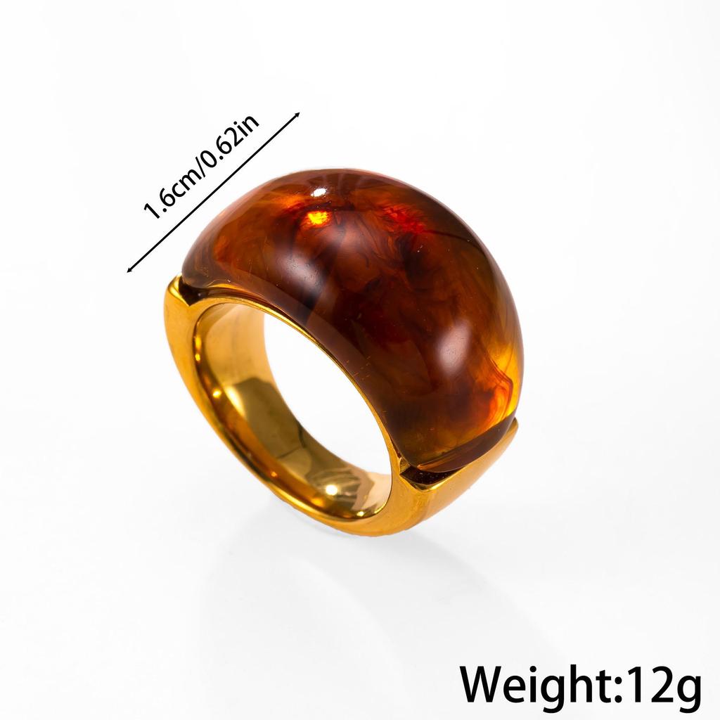 Retro High-End Titanium Steel Resin and Stainless Steel Finger Ring