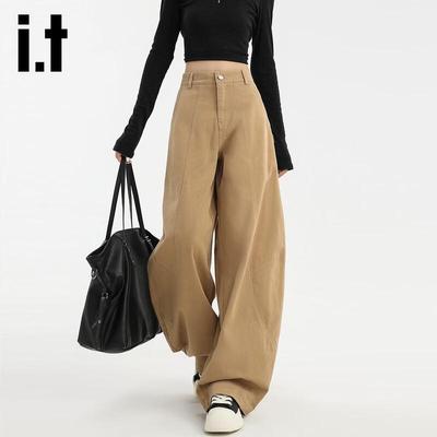 Izzue it Damen High-Waist Hose mit gebogenem Bein und weitem Bein