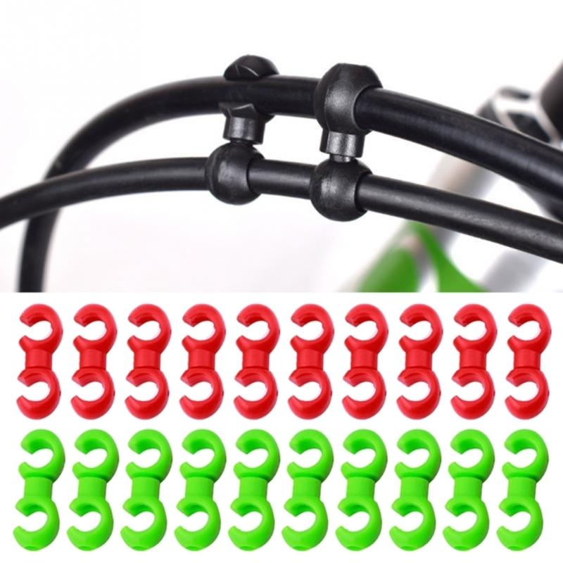 20Pcs Bike Cable Clasps Bicycles Brake Gear Cable Clips S-Hook Clip Bike Cross Lines Clip Clasps Cycling Accessories