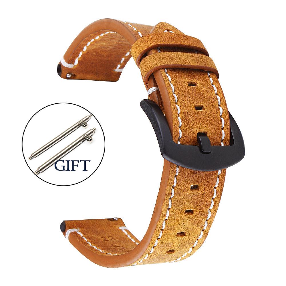 Genuine Retro Leather Watch Strap 20mm 22mm 24mm Vintage Strap 18mm Quick Release Men Universal Replacement Bracelet Accessories