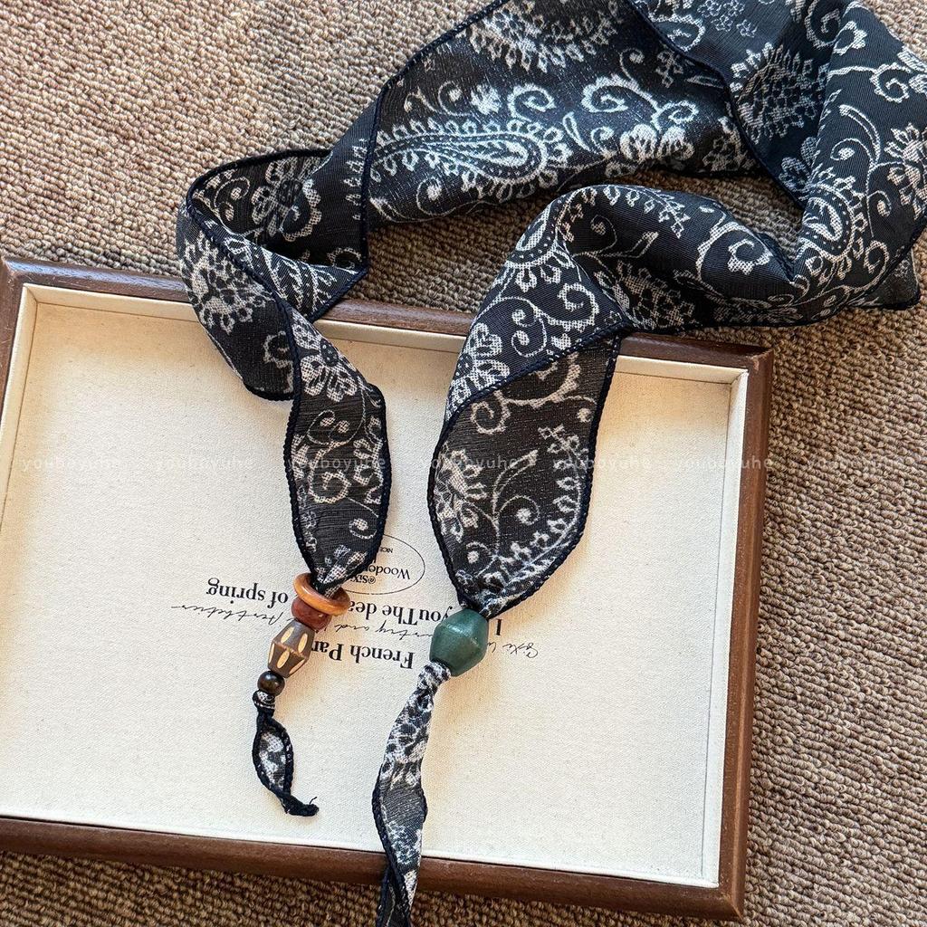 Collier Écharpe en Soie Paisley de Luxe pour Femme: Foulard de mode haut de gamme 2025, bandeau pour cheveux et accessoire de taille