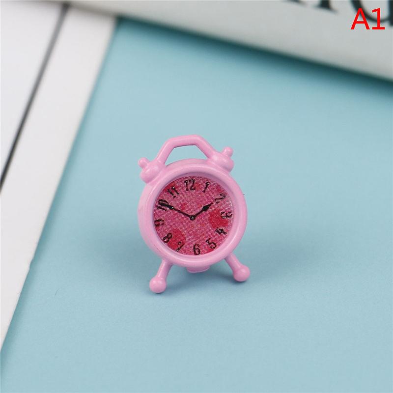 Scale 1:12 Alarm Clock Mini Home Decoration Dollhouse Miniature Toy Lovely Doll Kitchen Living Room Accessories