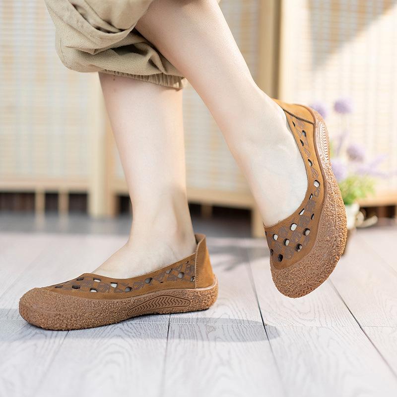 

Туфли-лодочки из коровьей кожи первого слоя, повседневные, в стиле ретро, дышащие, удобные, с мягкой подошвой, на толстой подошве, с перфорацией 40