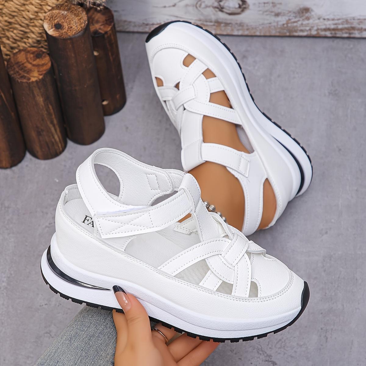 Women s Summer Openwork Wedge Sandals with Invisible Height Increase, Fashionable and Versatile Casual Sneakers, Women Shoes 35 белый