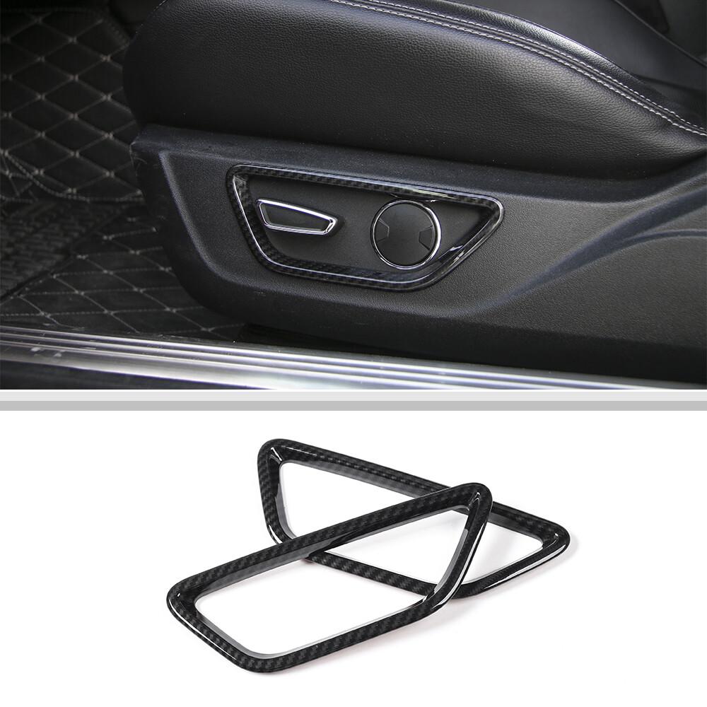 2x Seat Adjust Switch Cover Trim For Ford Mustang 2015+ Carbon Fiber Accessories