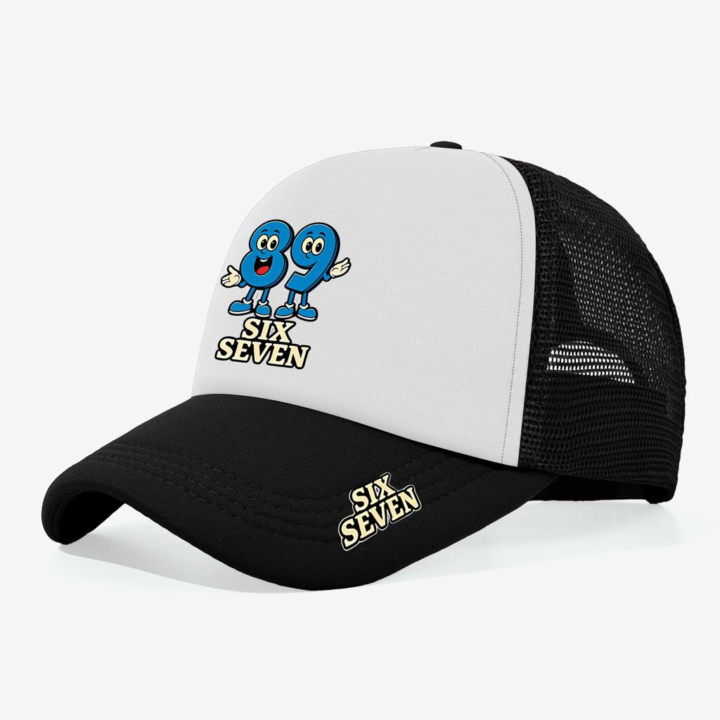 1PC Mesh Trucker Hat, Breathable, Cartoon 89 Six Seven Print, Retro Y2K Aesthetic for Men Women