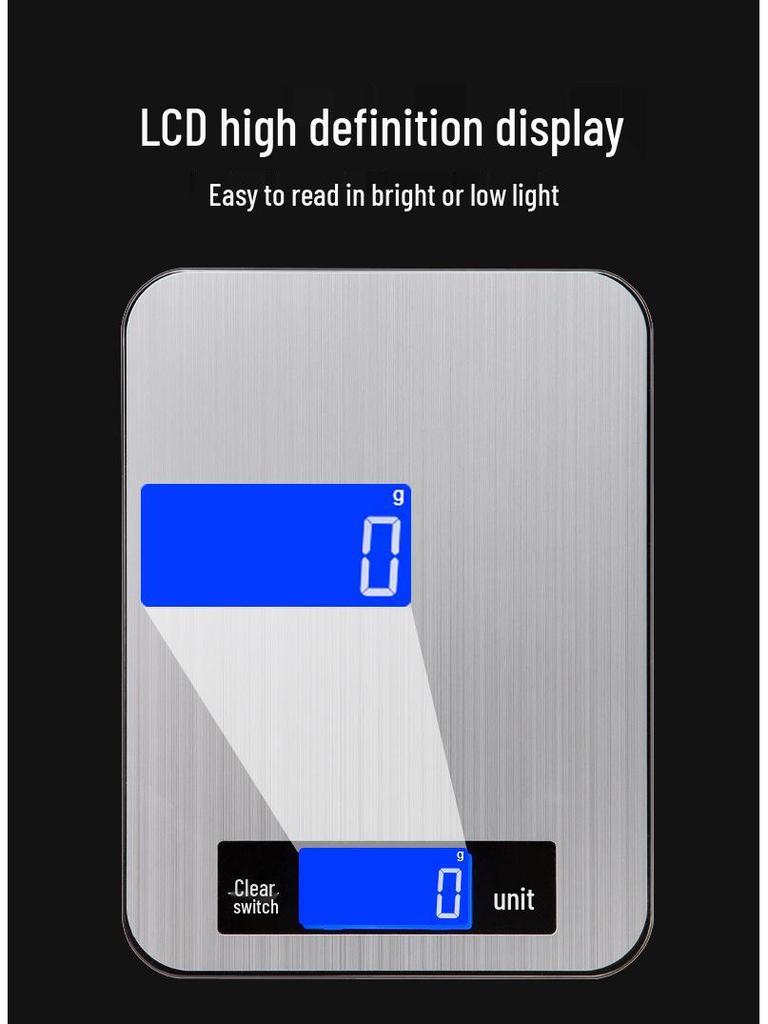 Rechargeable Waterproof Kitchen Scale, Small Gram Baking Scale, 10kg Capacity for Commercial Use