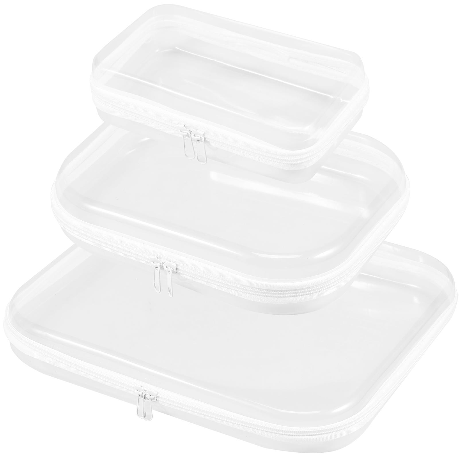 

3 шт. Прозрачный жесткий чехол на молнии Многофункциональный большой вместимости Органайзер для игрушек-конструкторов Хранение косметики Сумка для канцелярских принадлежностей