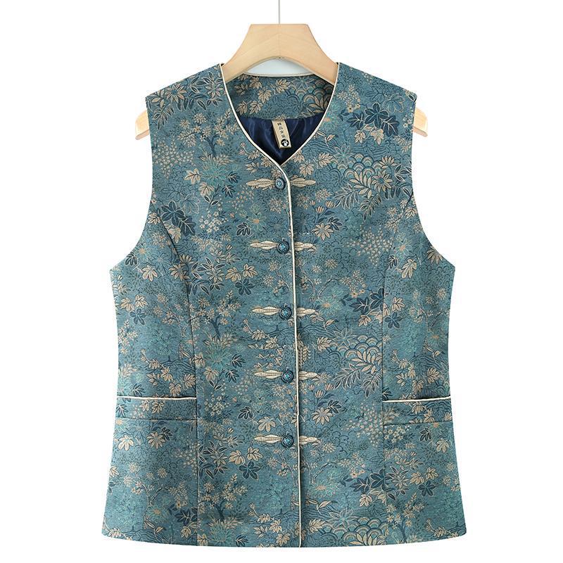 

2026 Spring/Autumn Jacket for Elderly Women: Grandma s Shawl Vest, Mom s Spring Top, Old Lady s Clothes 2XL (recommended for 100-115 jin) синій