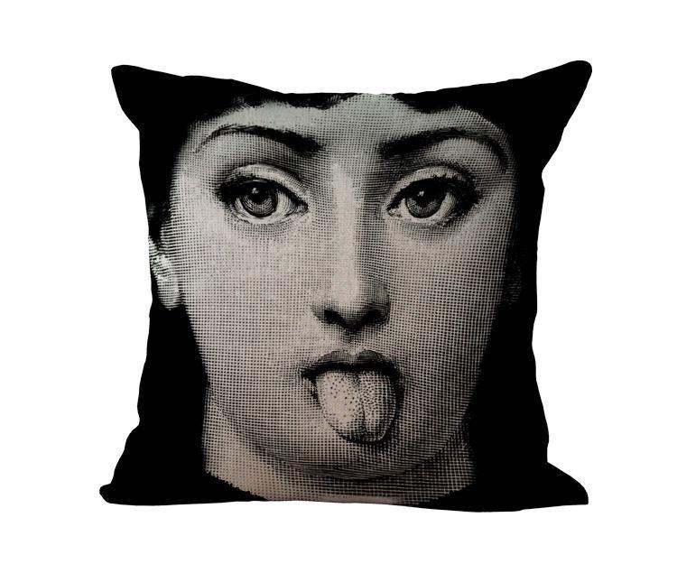 Unique Linen Vintage Piero Fornasetti Face Throw Pillow Case With Artistic Face Illustration