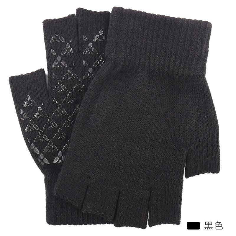 New half-finger gloves for men and women to keep warm in autumn and winter, knitted wool, half-cut leaking fingers, cold-proof, thickened and warm