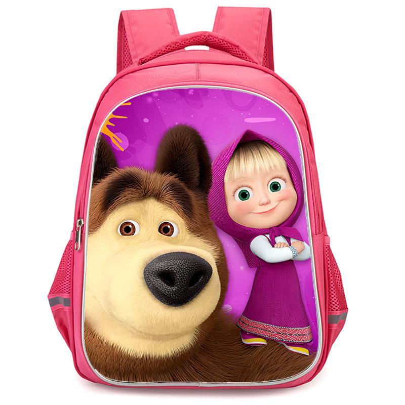 Masha And Bear School Bag Elementary School Cartoon High Definition Printing Large Capacity Zipper Oxford Lightweight Ridge Backpack