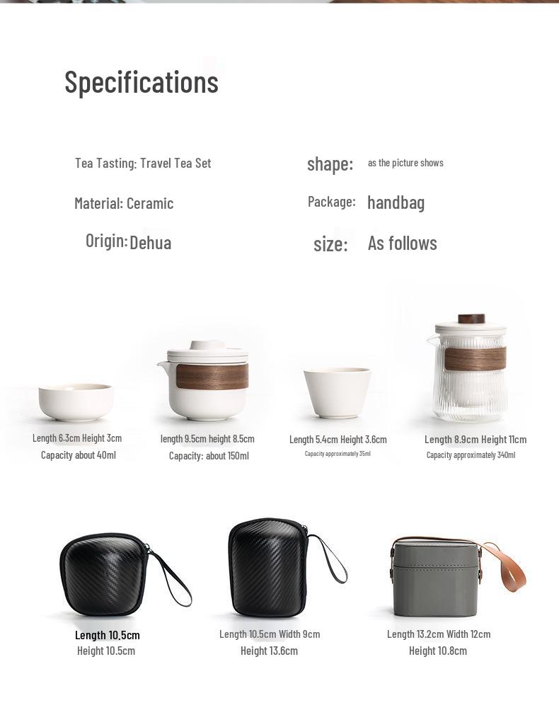 Ceramic Travel Tea Set: Portable Teapot with Two Cups - Perfect for Business Gifts & Holiday Souvenirs