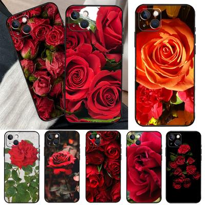 Husă cu flori de trandafir roșu strălucitor pentru iPhone 13 12 Mini 11 Pro Max 6S 8 7 Plus SE 2022 2020 X XS Max XR Husă din spate