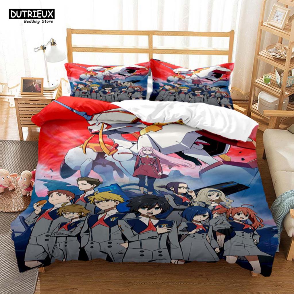 HD Anime Zero Two Darling In Franxx 3D Printed Bedding Queen Bedding Set  Soft And Comfortable  Customized King Size Bedding Set