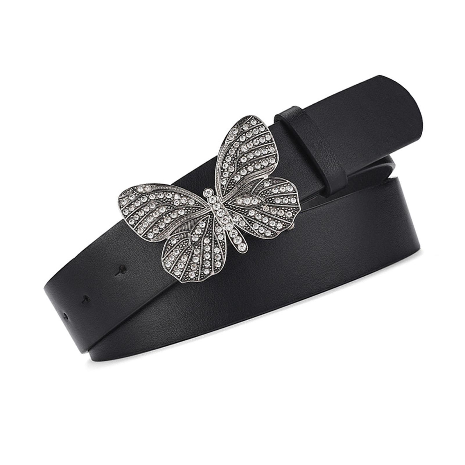 108cm Women s Rhinestone   Buckle Belt PU Leather Waistband Easy Maintenance for Pants Dresses