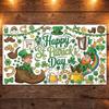 130x75cm St Patricks Day Coloring Tablecloth Shamrocks Lucky Giant Coloring Banner Giant Size DIY Paper Coloring Poster