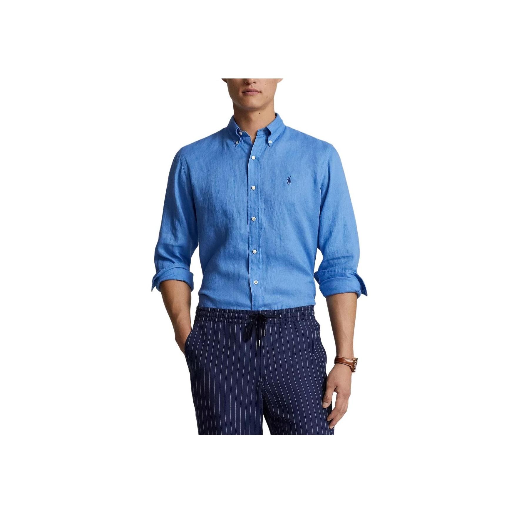 

Polo Ralph Lauren Однотонная рубашка поло с вышивкой логотипа для мужчин летняя синяя 710791449-031 XL