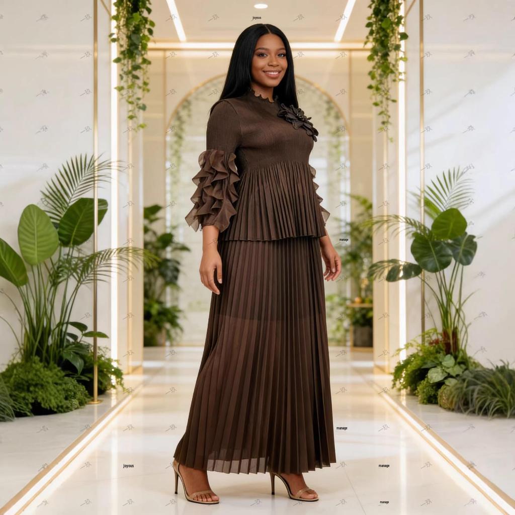 Miyake Africa Pleated European American Women's Plus Size Elegant Autumn Suit 2025