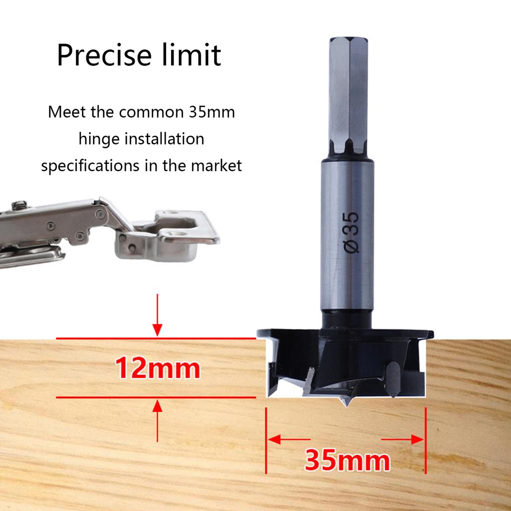 Woodworking Tools Forstner Drill Bit Kit Hole Saw Cutter Milling Opener 35mm Hinge Cutter Tools 12mm Depth Opener