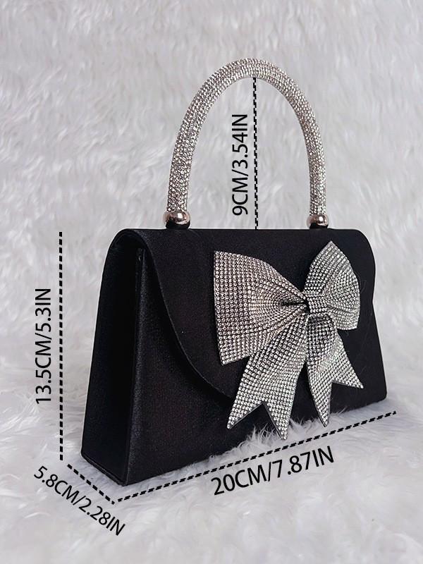 Bolso de Mano de Noche de Lujo con Lazo de Diamantes: Bolso de Fiesta y Vestido para Mujer