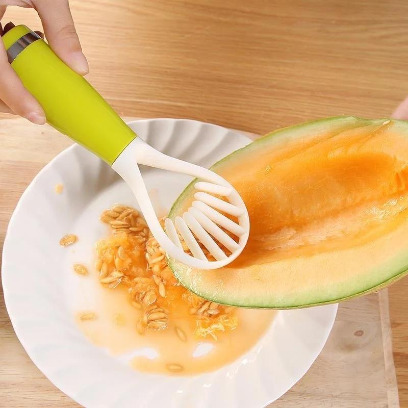 Candy Colored Multifunctional Fruit Pulp Excavated Spoon Splitter Seeded Kitchen Utensil Strip Cutter Plastic Fruit Dig Spoon