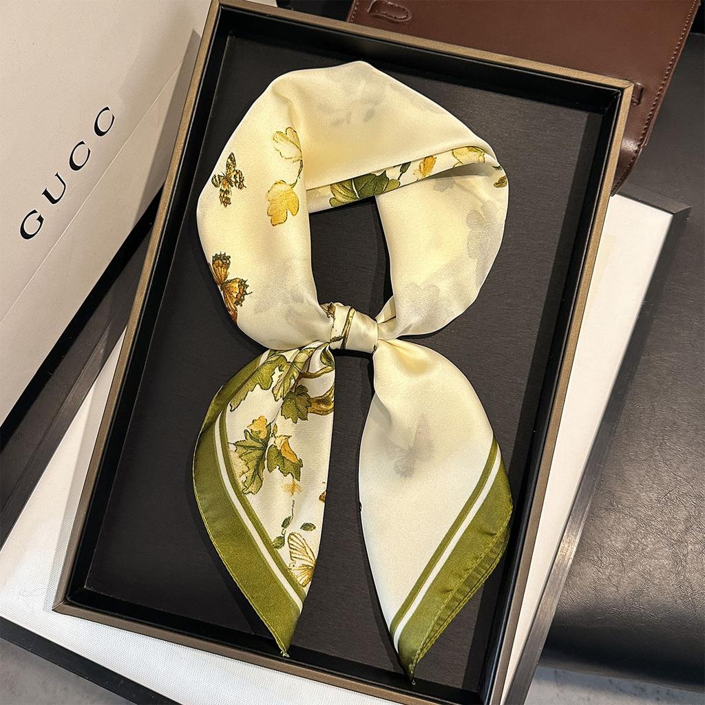 70*70Cm Square Floral Print Designer Women Silk Scarf Scarves Bandana Hijab Neckerchief Shawl Kerchief Hair Band Foulard Luxury