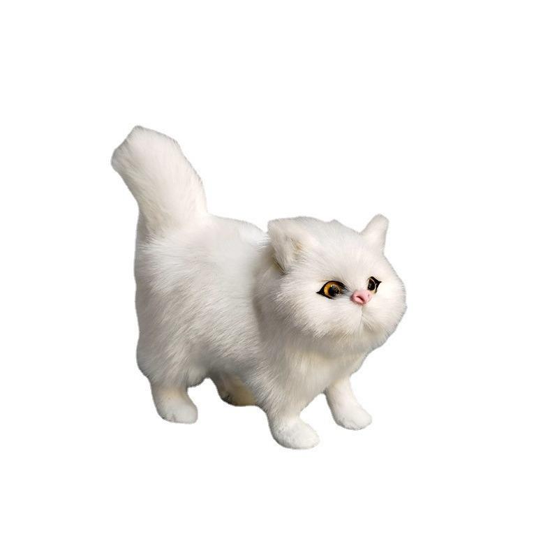 Grey Calico Cat Simulation Figurine – Persian Craft Toy for Window Display